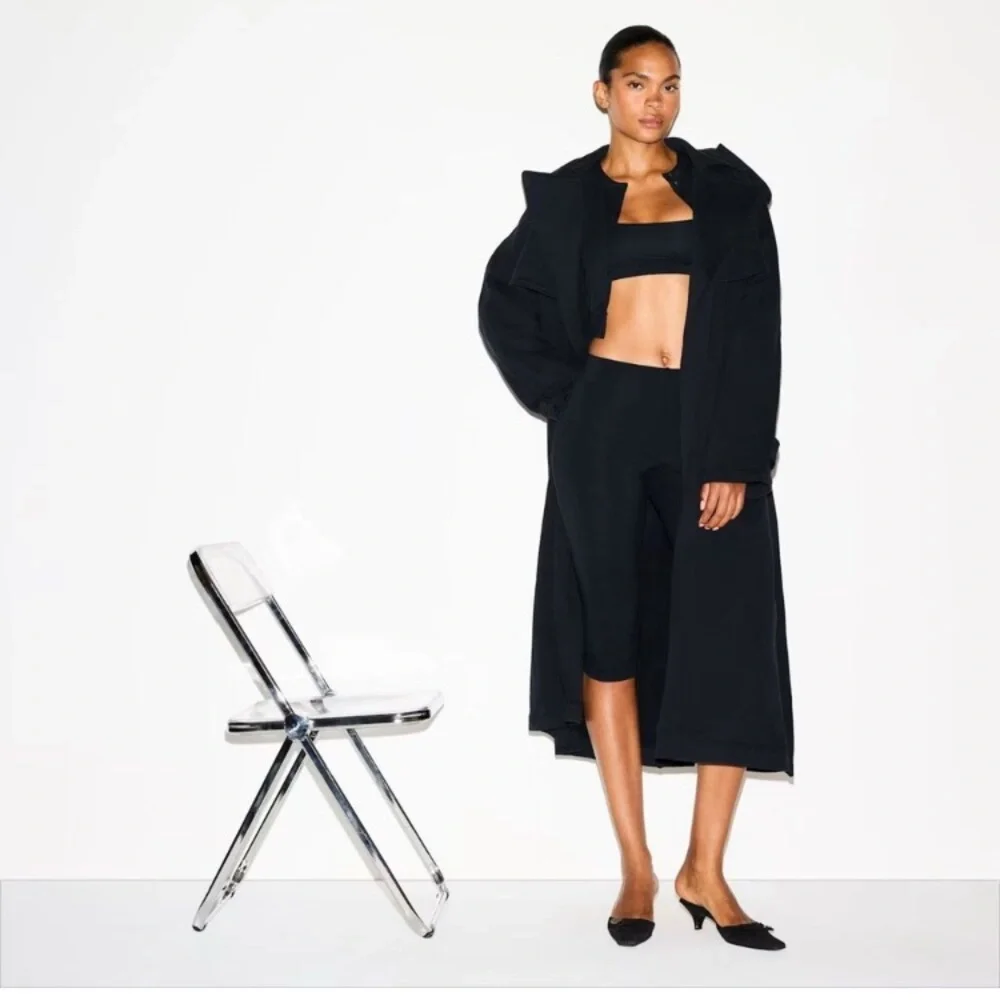 SKIMS Long Black Trench Coat - Picture 3 of 5